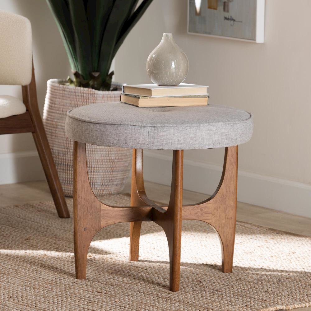 Walnut Brown Finished Wood Ottoman Footstool. Picture 14