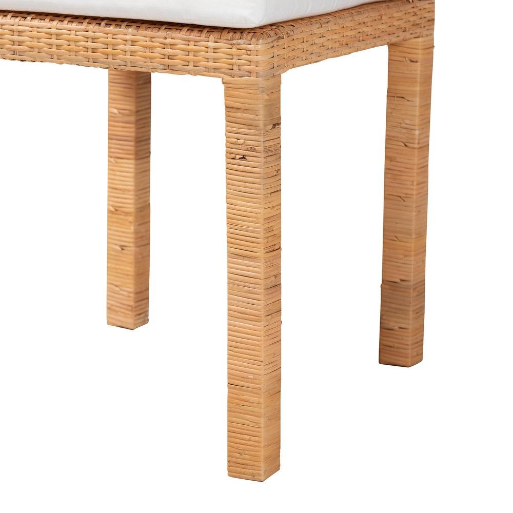 Bohemian Natural Brown Rattan and Mahogany Wood 2-Piece Dining Chair Set. Picture 14