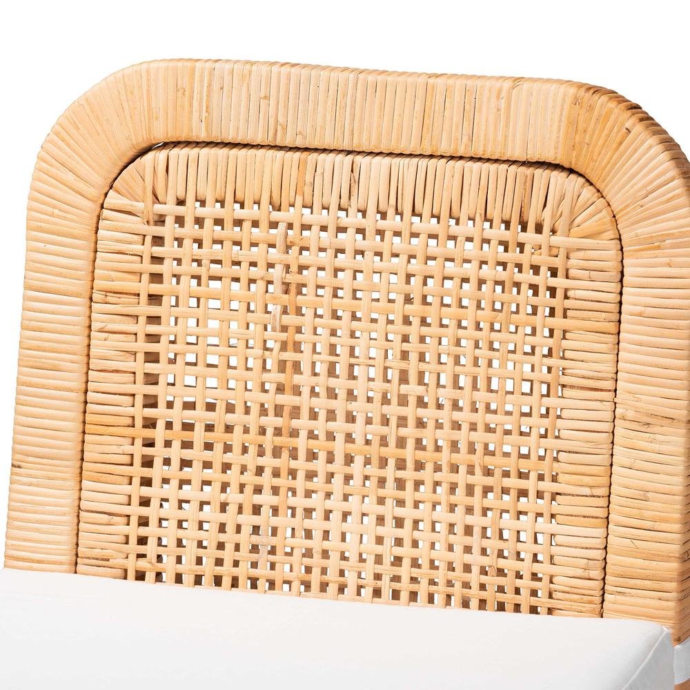 Bohemian Natural Brown Rattan and Mahogany Wood Bar Stool. Picture 15