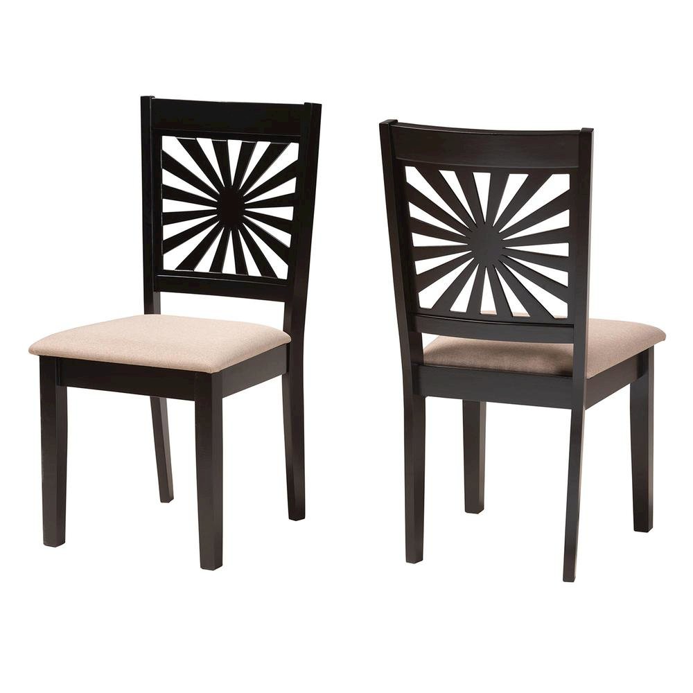 Olympia Modern Beige Fabric and Espresso Brown Finished Wood Dining Chair. Picture 10