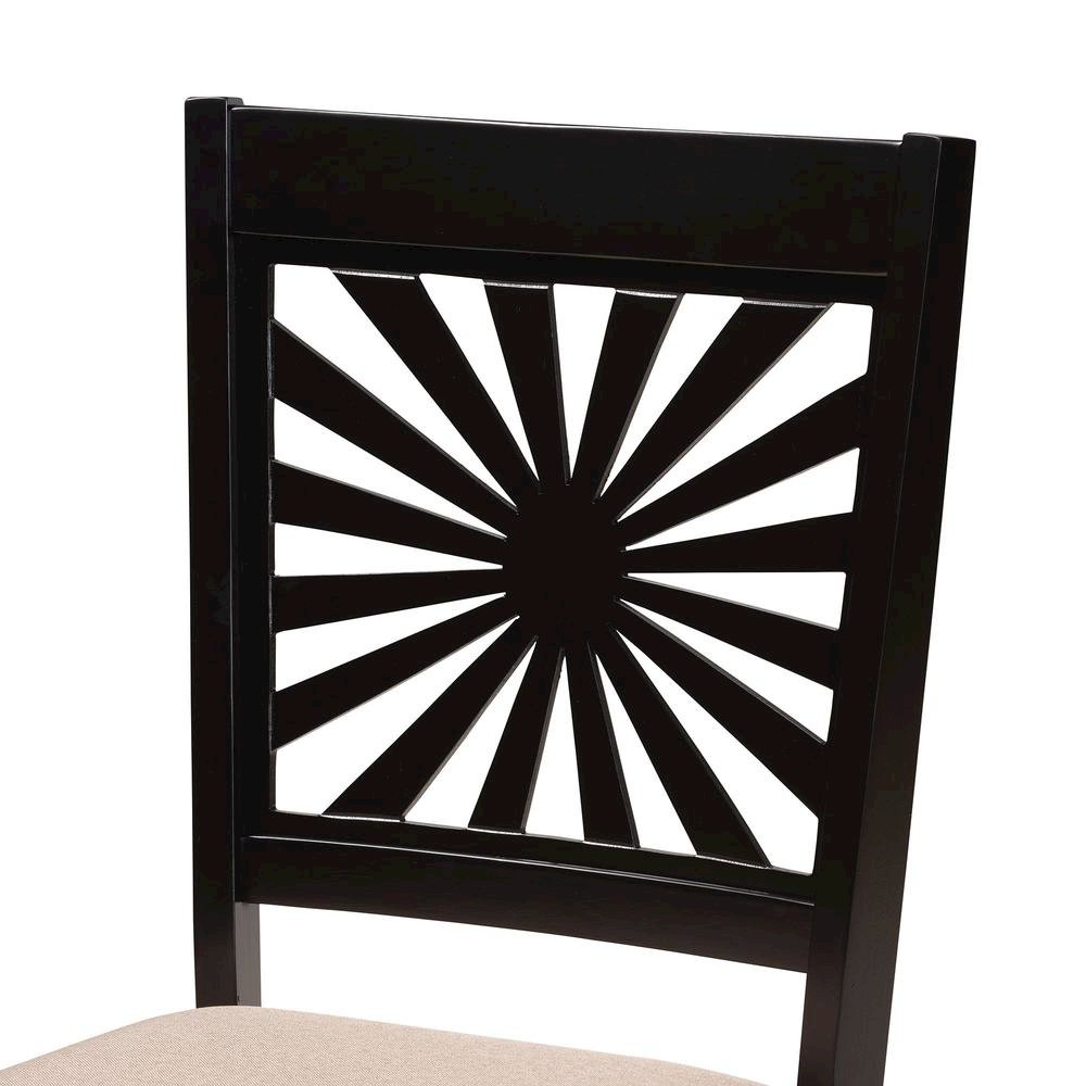 Olympia Modern Beige Fabric and Espresso Brown Finished Wood 7-Piece Dining Set. Picture 15
