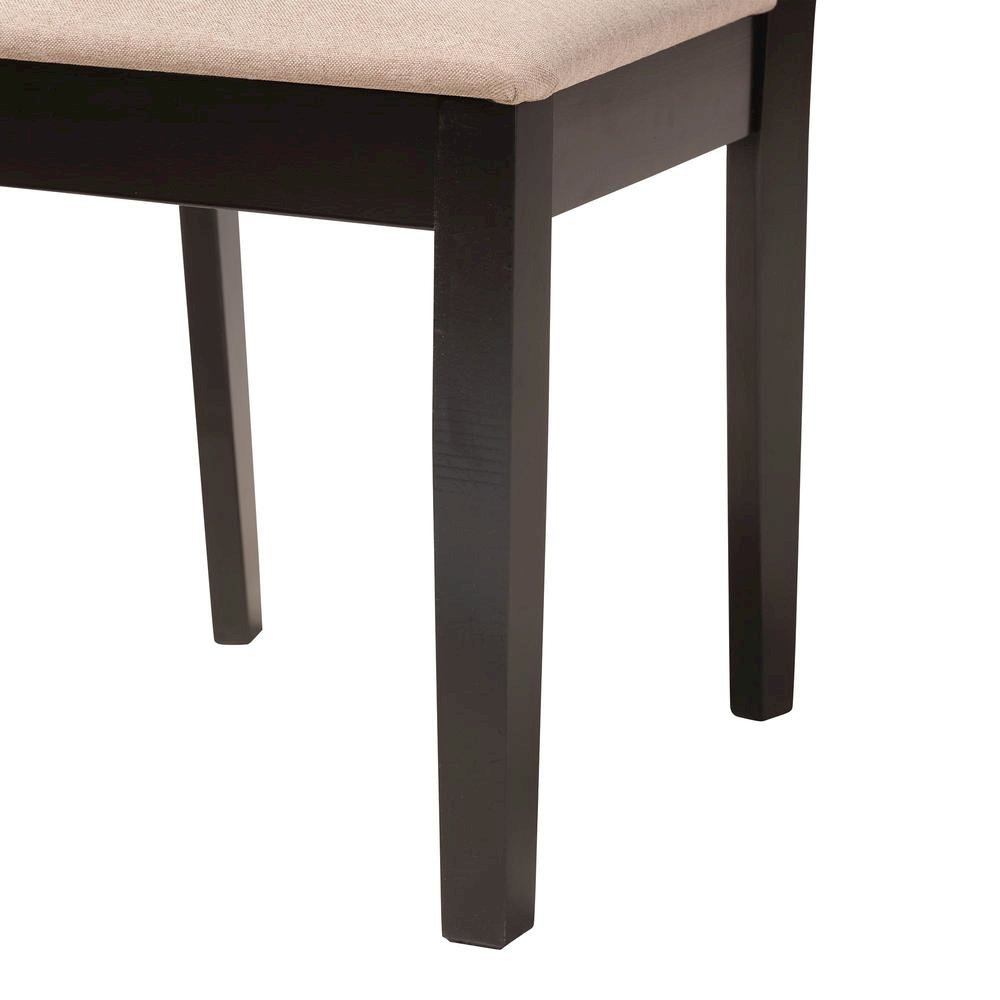 Olympia Modern Beige Fabric and Espresso Brown Finished Wood 7-Piece Dining Set. Picture 16