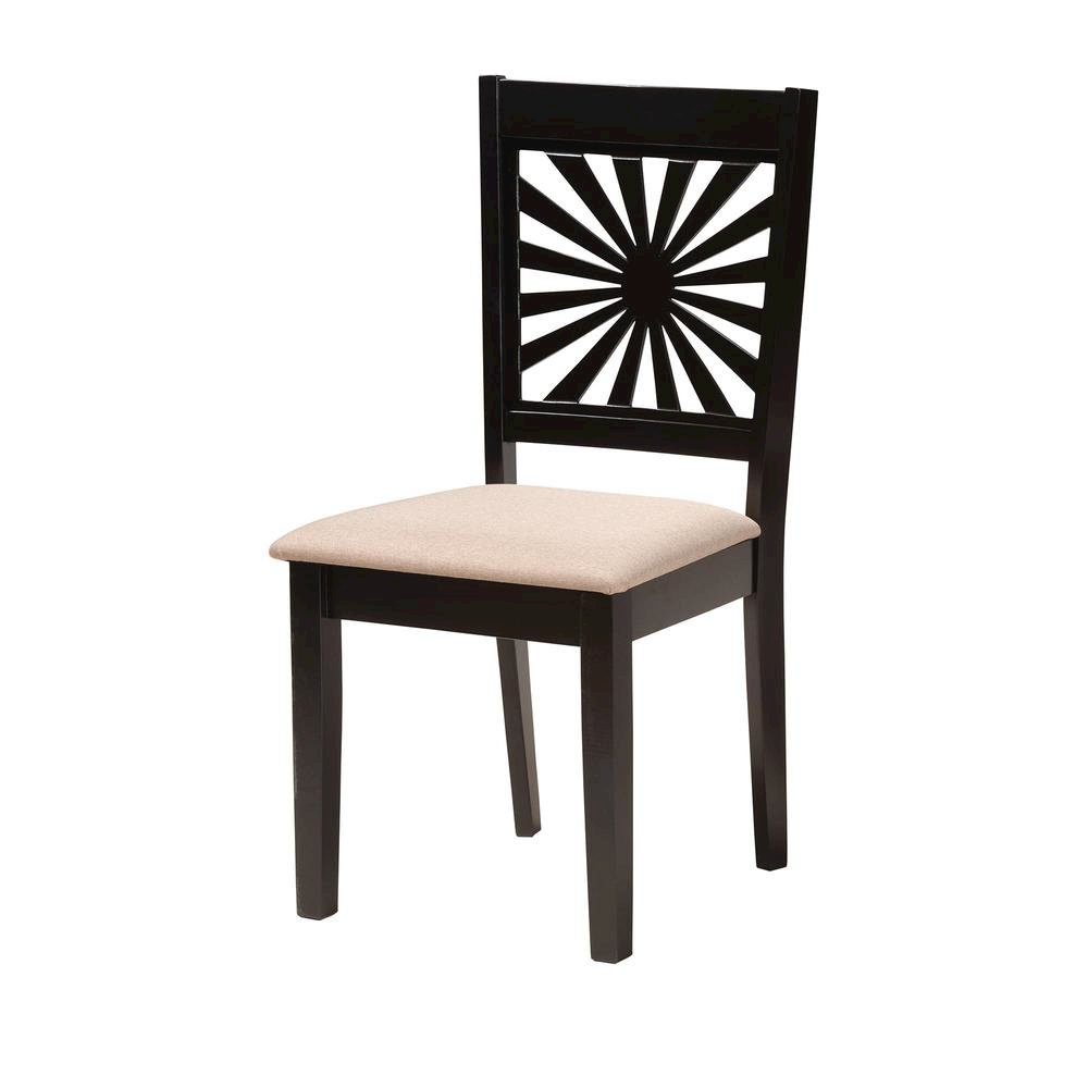 Olympia Modern Beige Fabric and Espresso Brown Finished Wood 6-Piece Dining Set. Picture 14