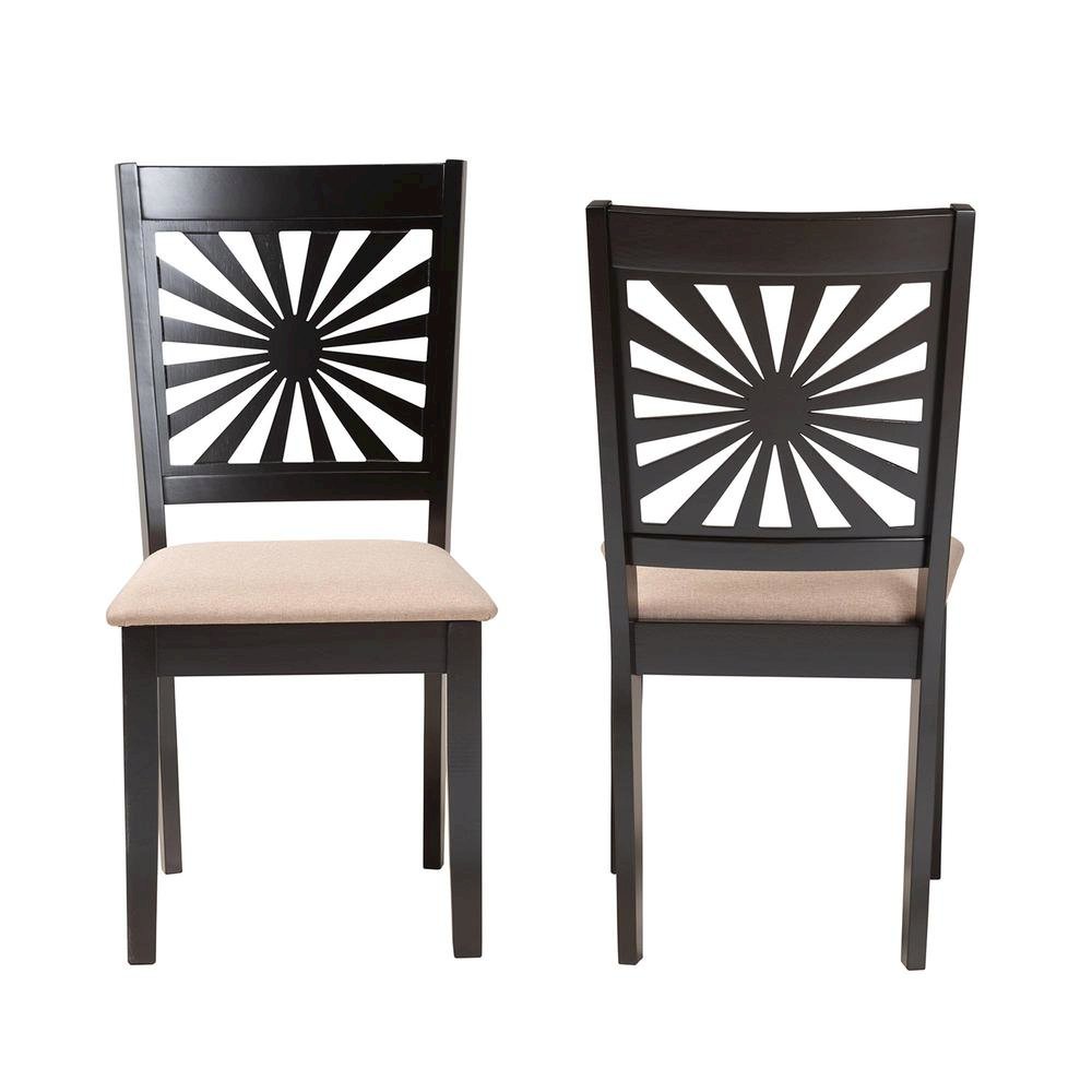 Olympia Modern Beige Fabric and Espresso Brown Finished Wood Dining Chair. Picture 11