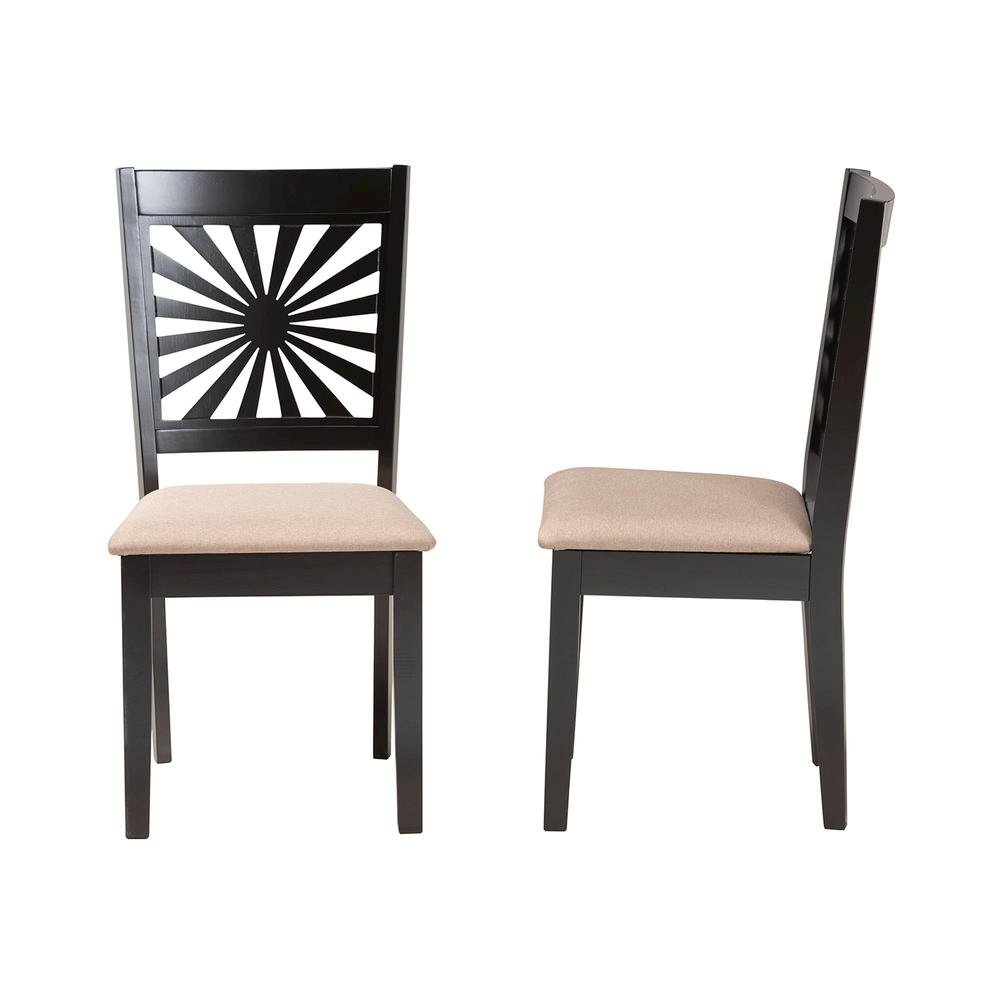 Olympia Modern Beige Fabric and Espresso Brown Finished Wood Dining Chair. Picture 12