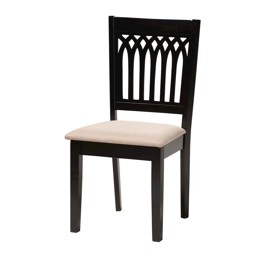 Genesis Modern Beige Fabric and Dark Brown Finished Wood 6-Piece Dining Set. Picture 13