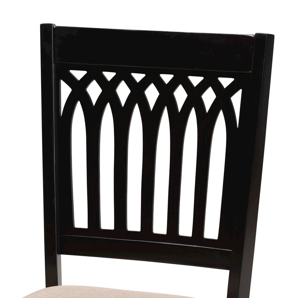 Genesis Modern Beige Fabric and Dark Brown Finished Wood 5-Piece Dining Set. Picture 15