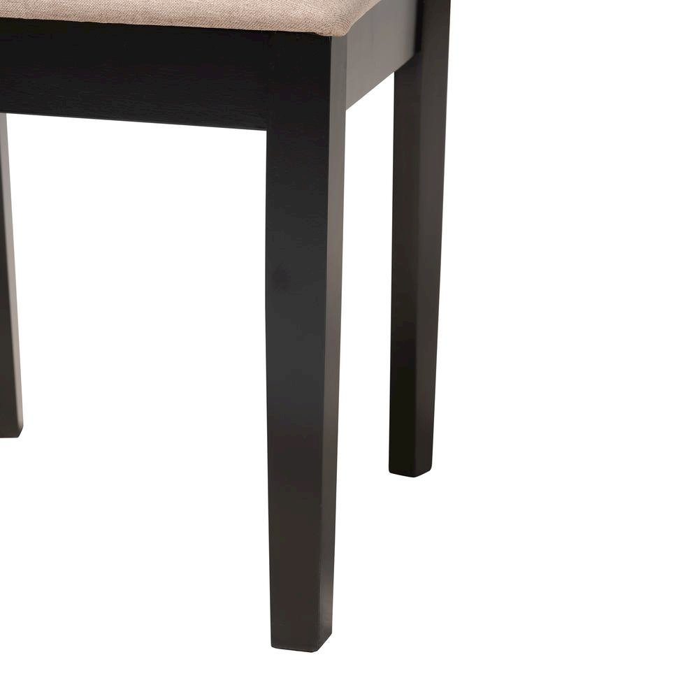 Genesis Modern Beige Fabric and Dark Brown Finished Wood 5-Piece Dining Set. Picture 16