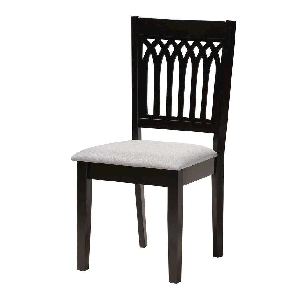 Genesis Modern Grey Fabric and Dark Brown Finished Wood 7-Piece Dining Set. Picture 12