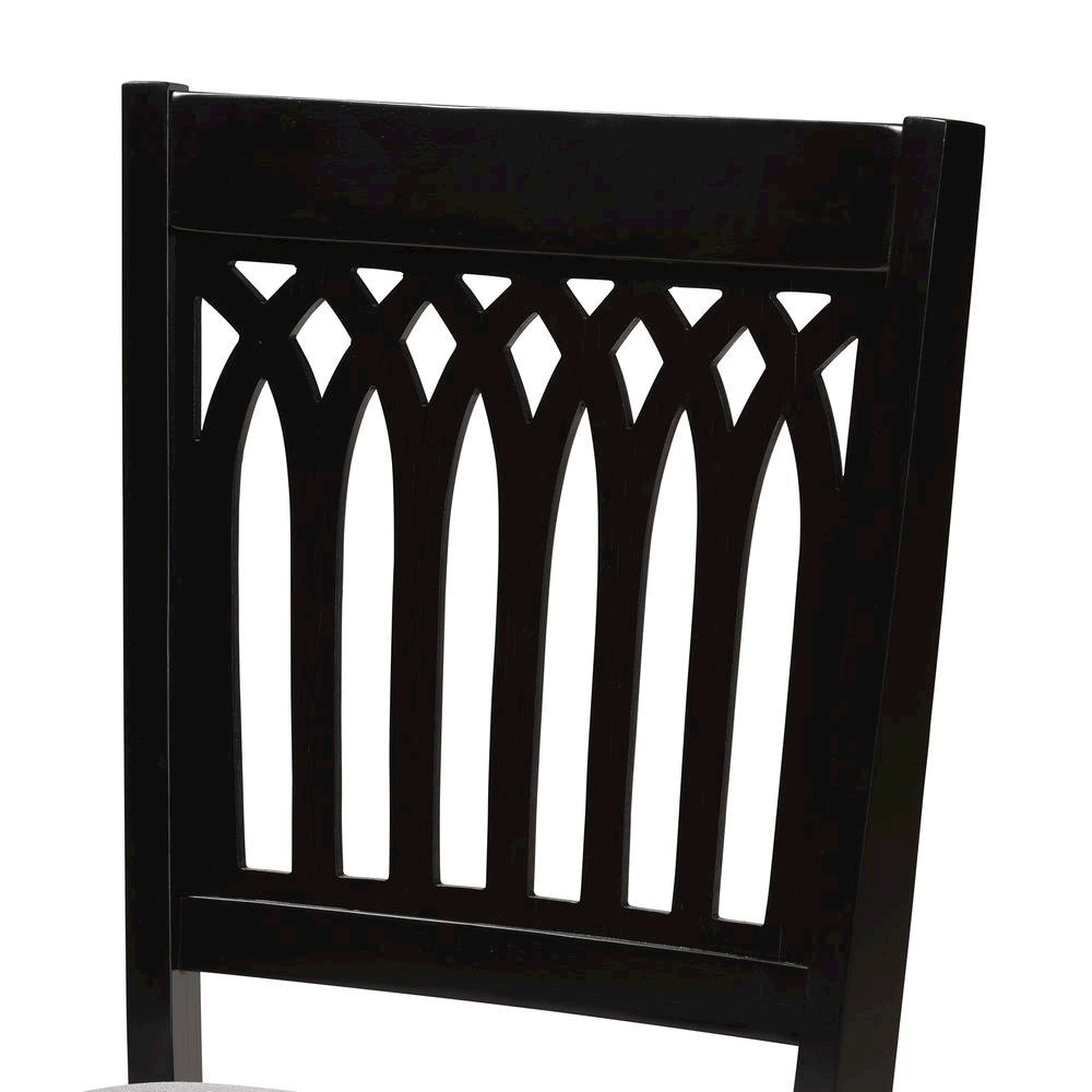 Genesis Modern Grey Fabric and Dark Brown Finished Wood 7-Piece Dining Set. Picture 15