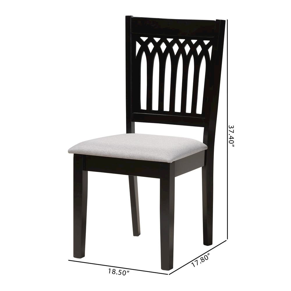 Genesis Modern Grey Fabric and Dark Brown Finished Wood 2-Piece Dining Chair Set. Picture 18