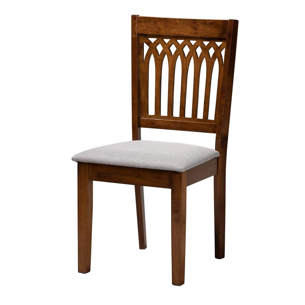 Genesis Modern Grey Fabric and Walnut Brown Finished Wood 6-Piece Dining Set. Picture 13