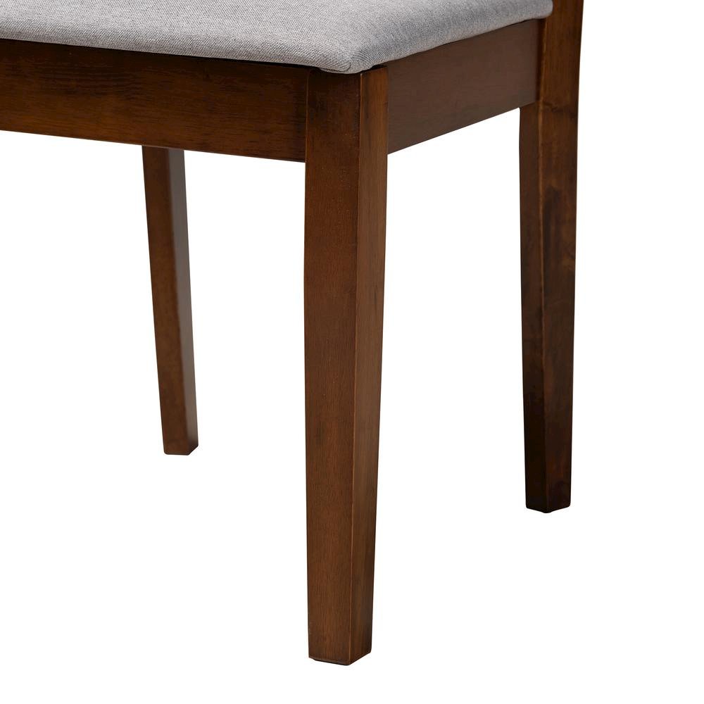 Grey Fabric and Walnut Brown Finished Wood 2-Piece Dining Chair Set. Picture 14