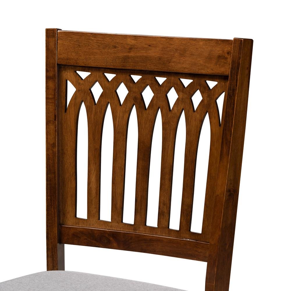 Genesis Modern Grey Fabric and Walnut Brown Finished Wood 5-Piece Dining Set. Picture 15