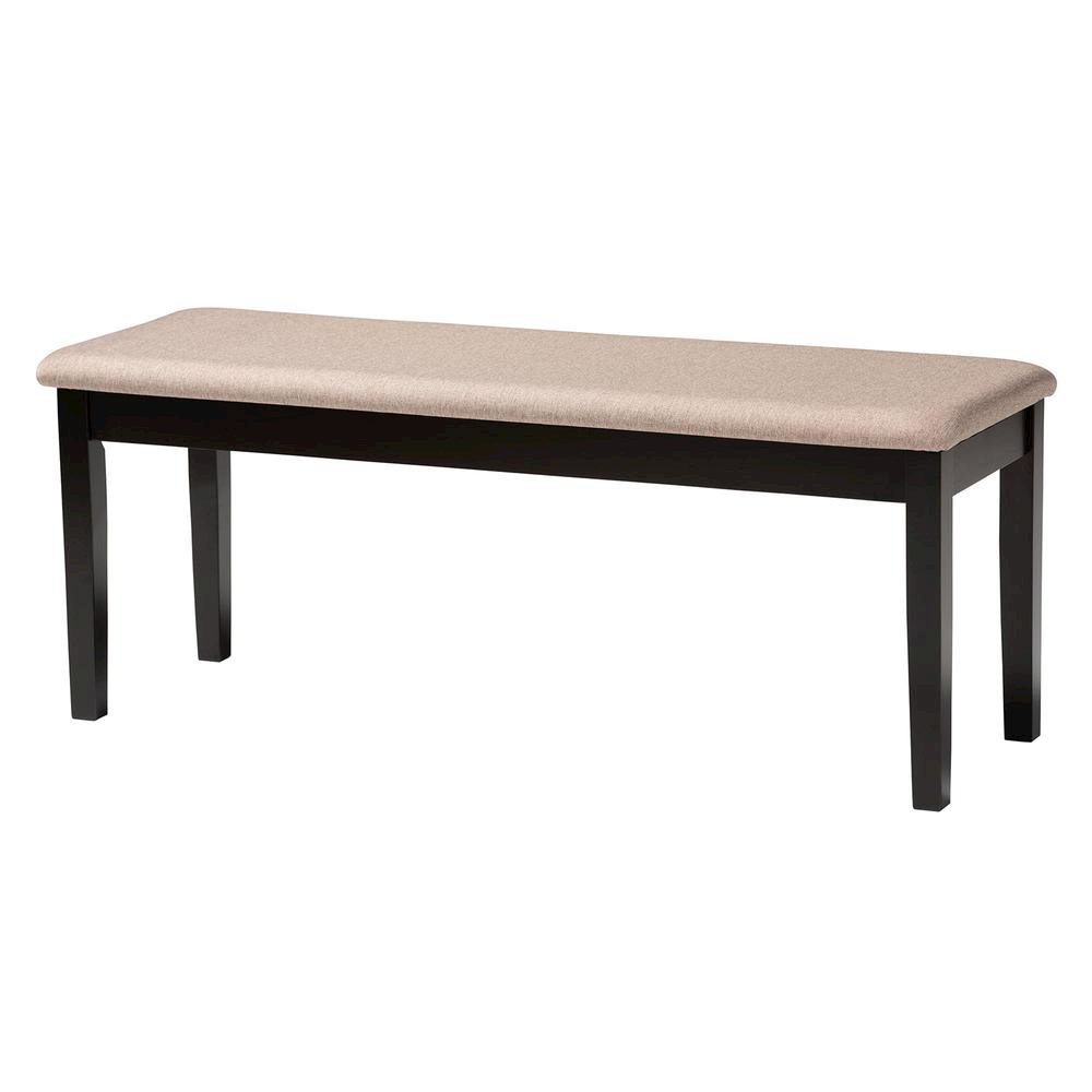 Beige Fabric and Espresso Brown Finished Wood 6-Piece Dining Set. Picture 15