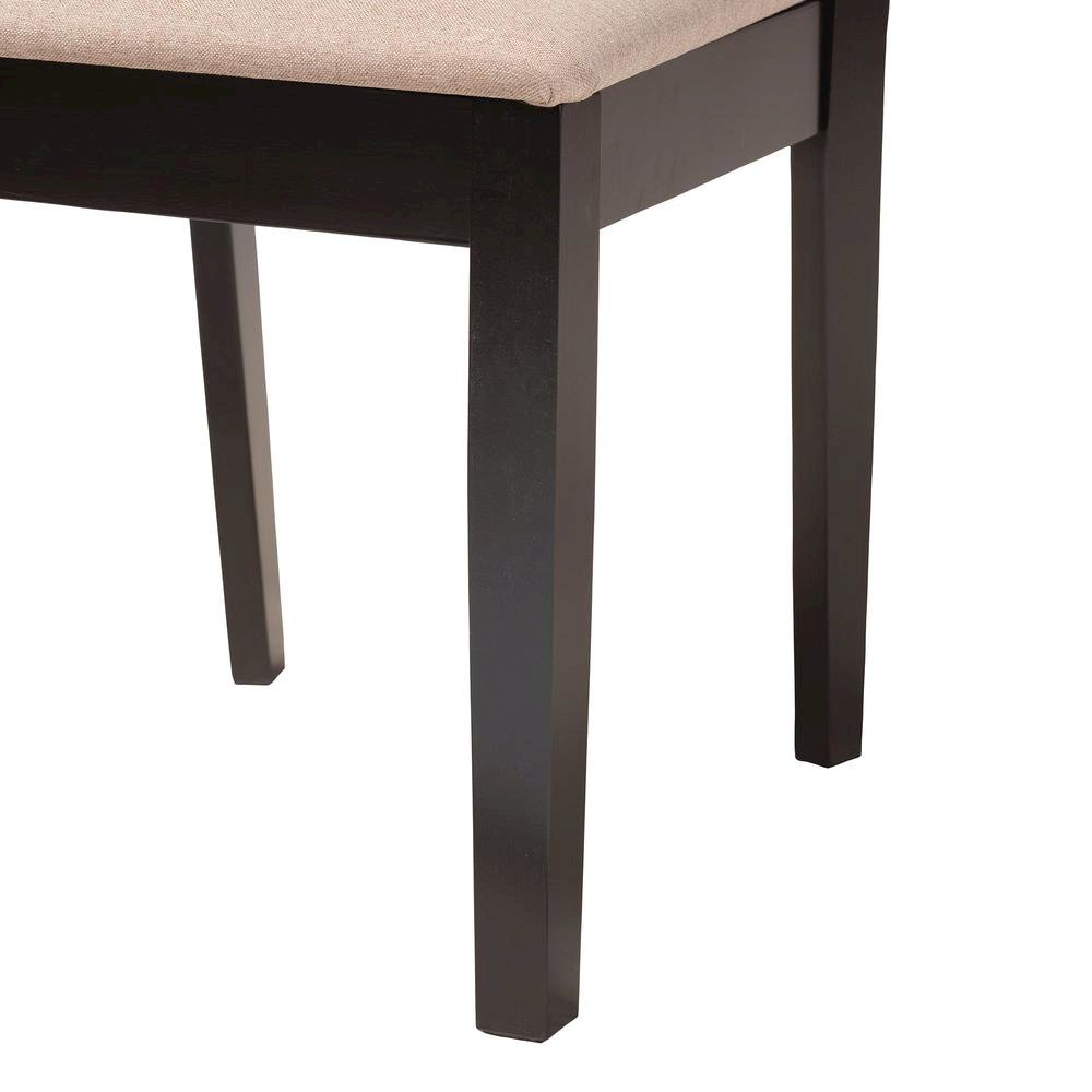 Beige Fabric and Espresso Brown Finished Wood 5-Piece Dining Set. Picture 16