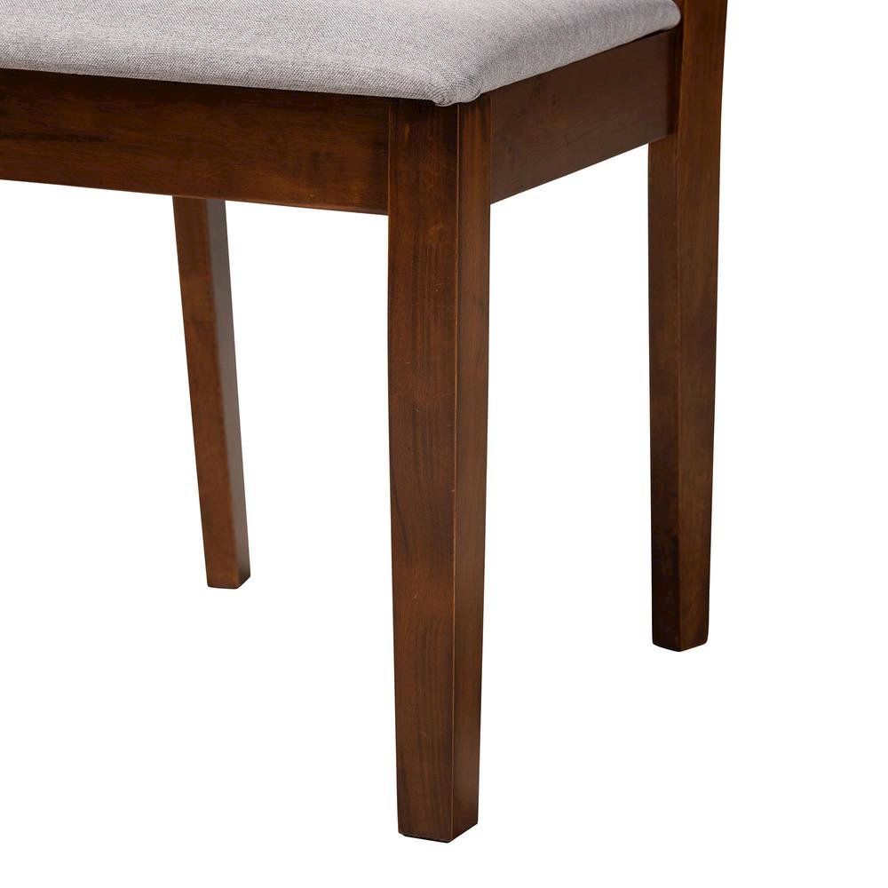 Florencia Modern Grey Fabric and Walnut Brown Finished Wood 6-Piece Dining Set. Picture 19