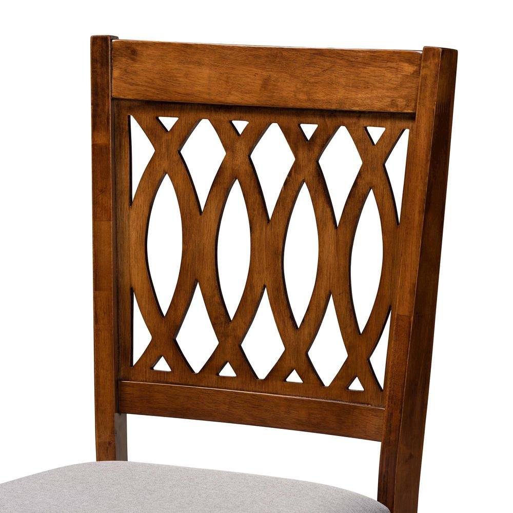 Florencia Modern Grey Fabric and Walnut Brown Finished Wood Dining Chair. Picture 13