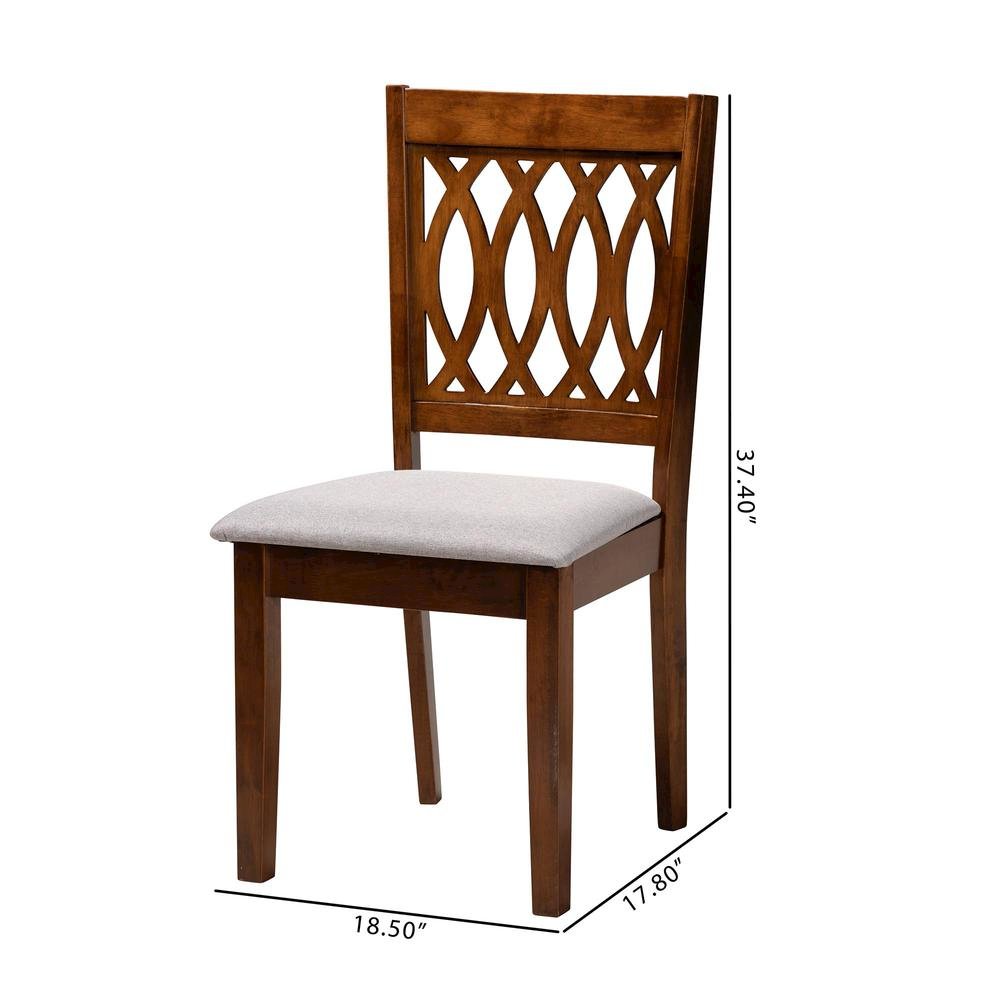 Florencia Modern Grey Fabric and Walnut Brown Finished Wood Dining Chair. Picture 18