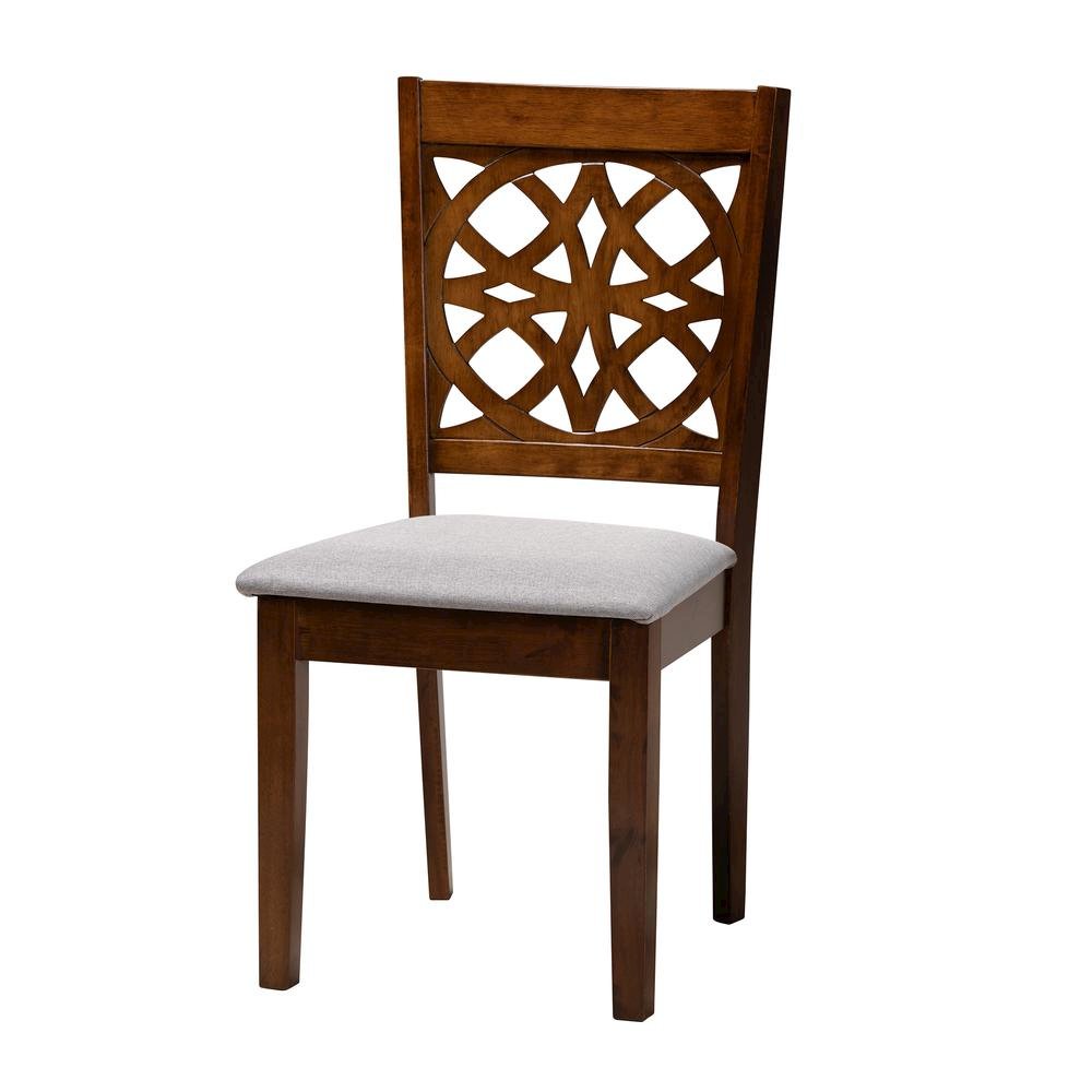 Abigail Modern Grey Fabric and Walnut Brown Finished Wood 7-Piece Dining Set. Picture 12