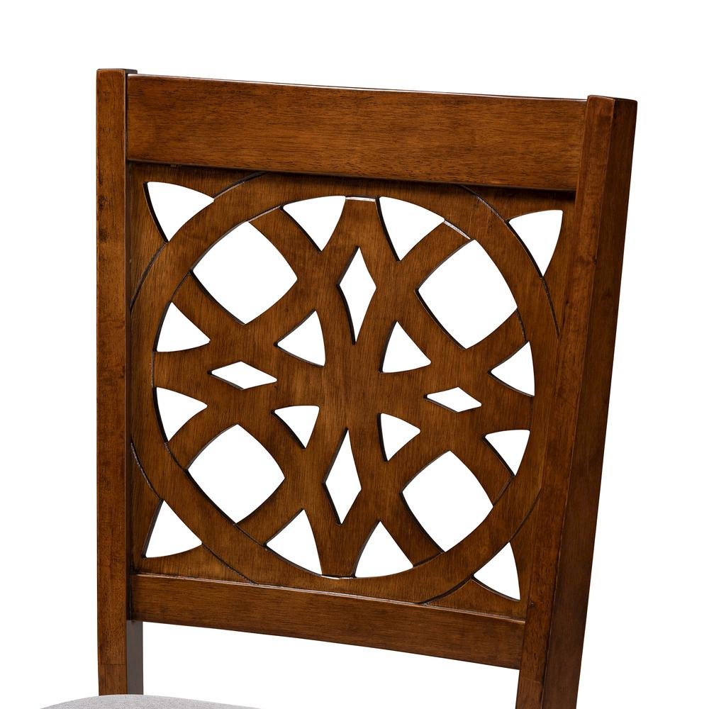 Abigail Modern Grey Fabric and Walnut Brown Finished Wood 7-Piece Dining Set. Picture 15