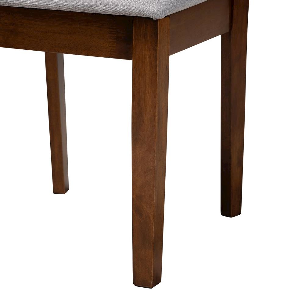 Grey Fabric and Walnut Brown Finished Wood 2-Piece Dining Chair Set. Picture 14
