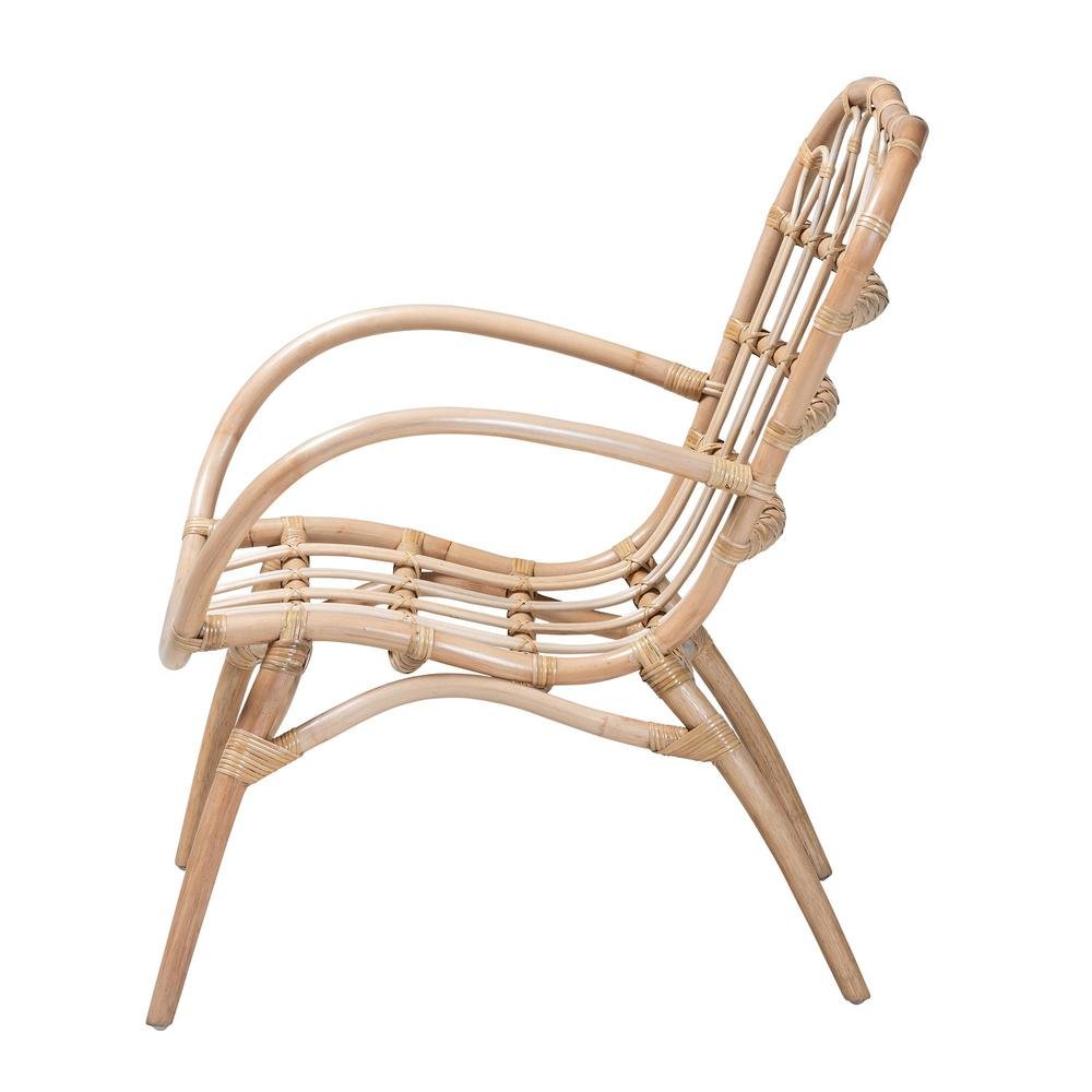 bali & pari Bajo Modern Bohemian Natural Brown Rattan Arm Chair. Picture 12