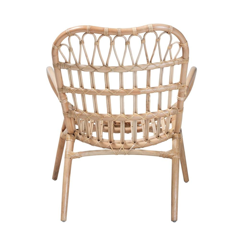 bali & pari Bajo Modern Bohemian Natural Brown Rattan Arm Chair. Picture 13