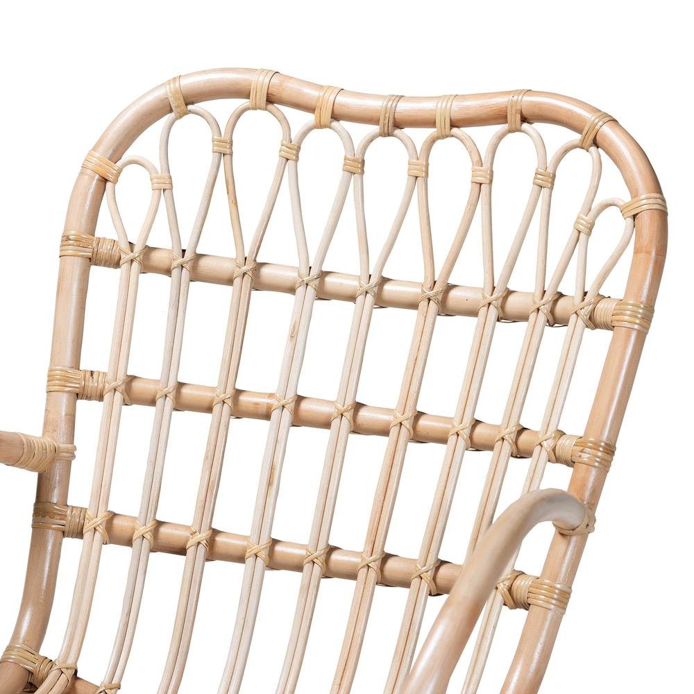 bali & pari Bajo Modern Bohemian Natural Brown Rattan Arm Chair. Picture 14