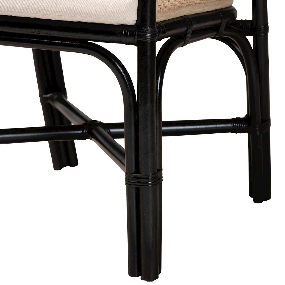 Bohemian Two-Tone Black and Natural Brown Rattan 2-Piece Dining Chair Set. Picture 14