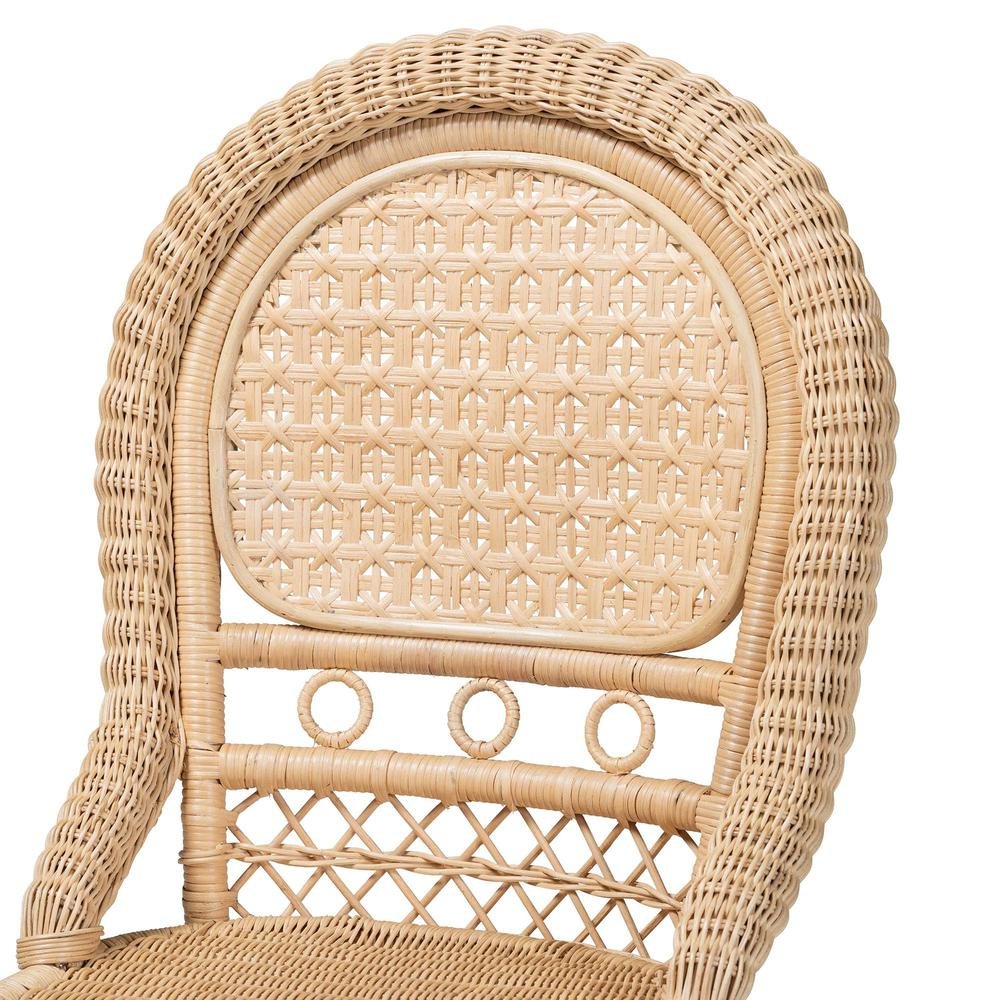 bali & pari Jelita Modern Bohemian Natural Brown Rattan 2-Piece Dining Chair Set. Picture 13