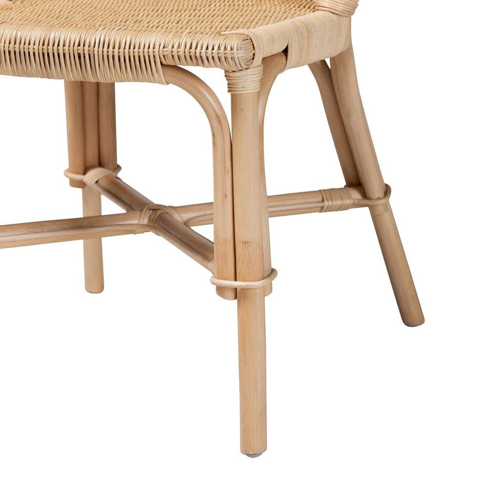 bali & pari Jelita Modern Bohemian Natural Brown Rattan 2-Piece Dining Chair Set. Picture 14