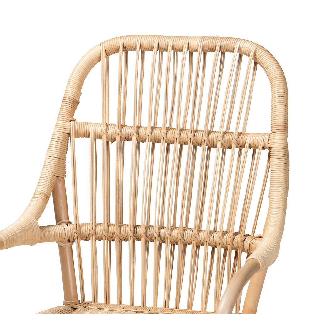 Bohemian Natural Brown Rattan 2-Piece Dining Chair Set. Picture 13