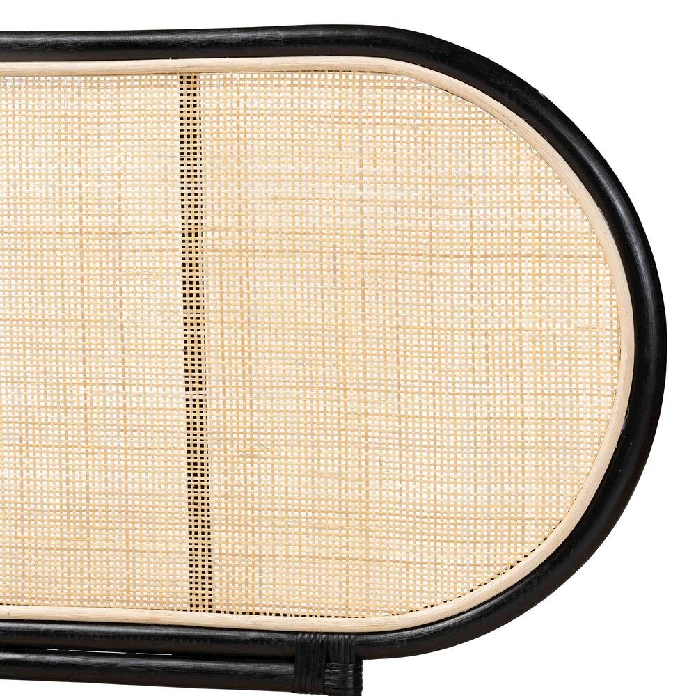Bohemian Two-Tone Black and Natural Brown Rattan Queen Size Standalone Headboard. Picture 11