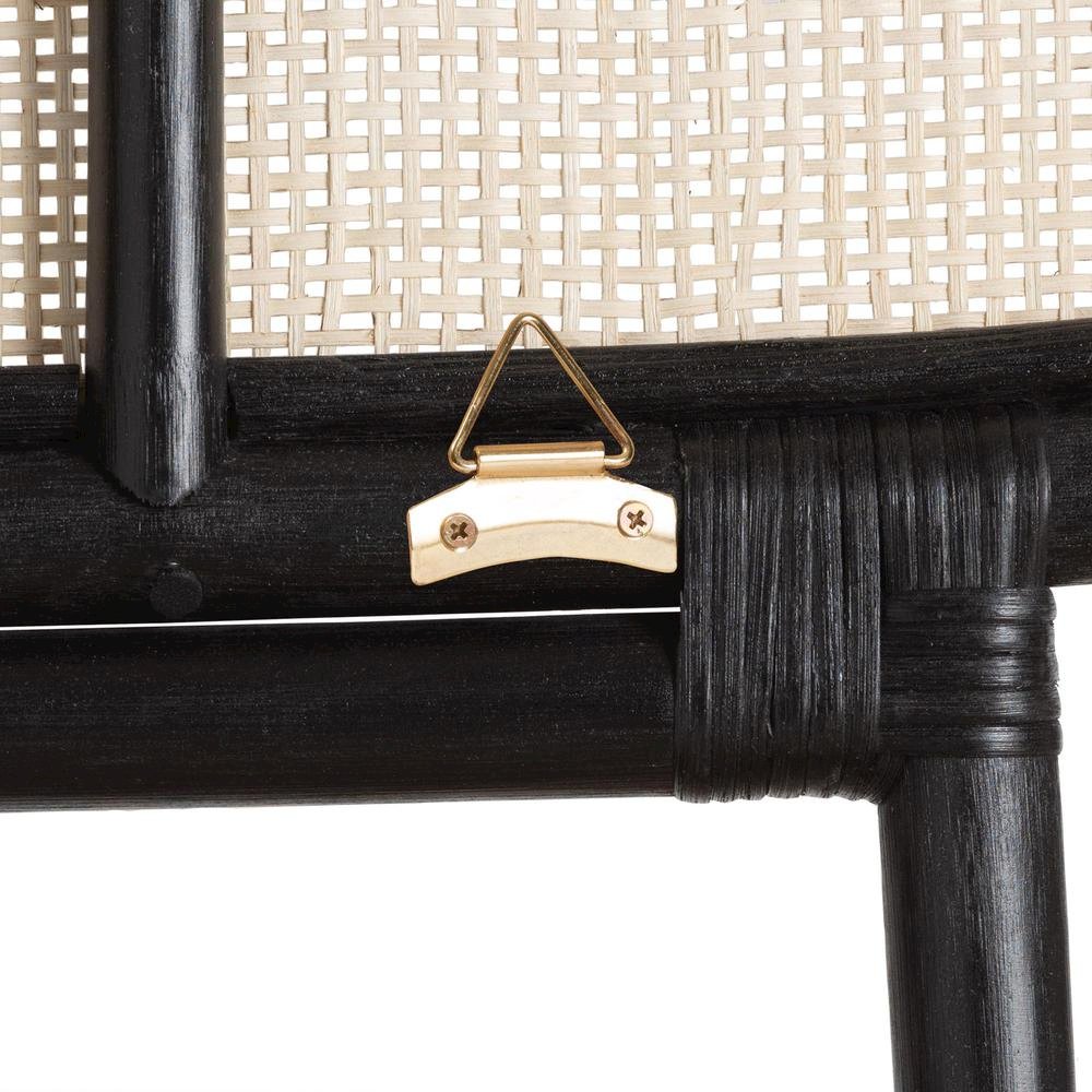 Bohemian Two-Tone Black and Natural Brown Rattan Queen Size Standalone Headboard. Picture 12