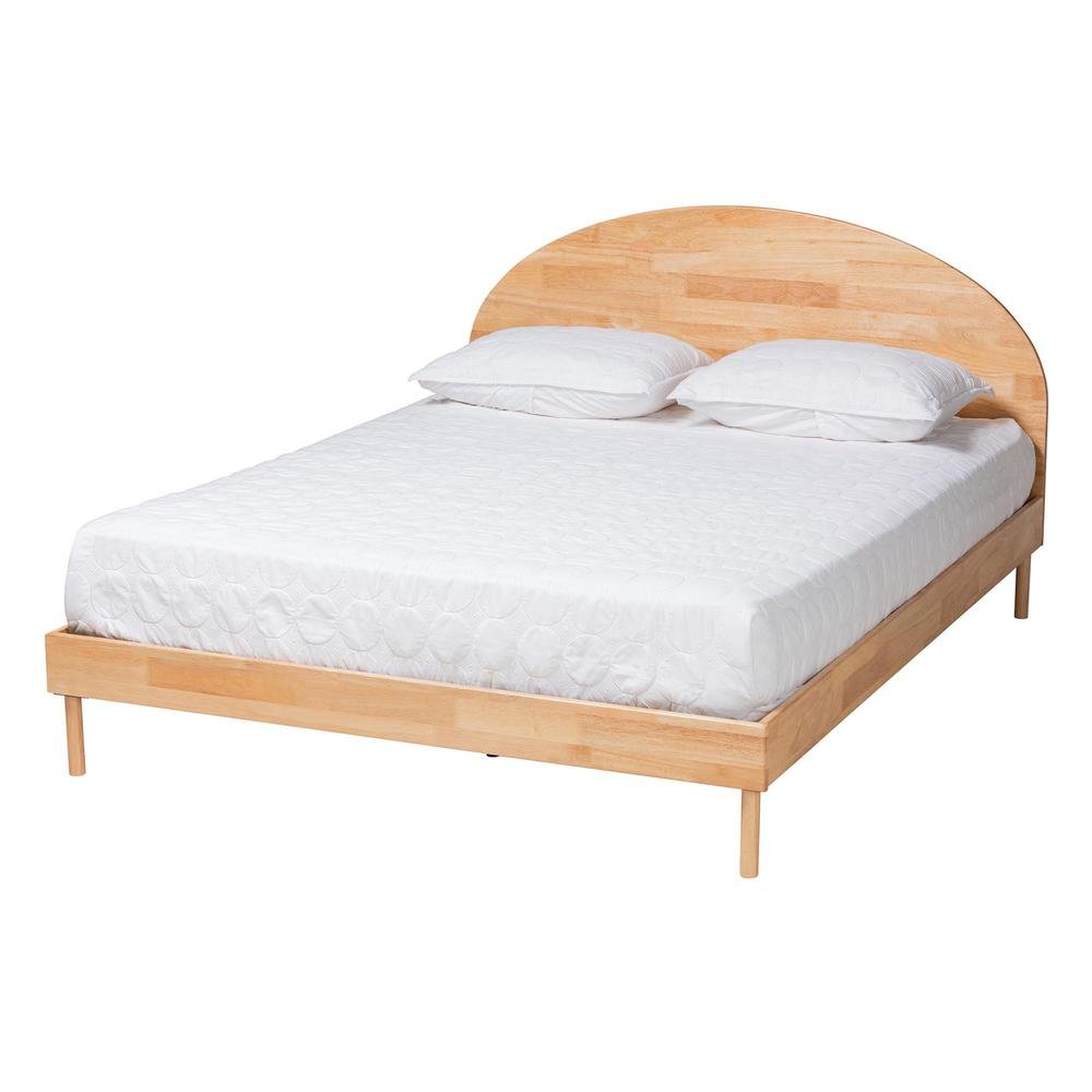 Baxton Studio Denton Japandi Natural Brown Finished Wood Queen Size Platform Bed. Picture 10