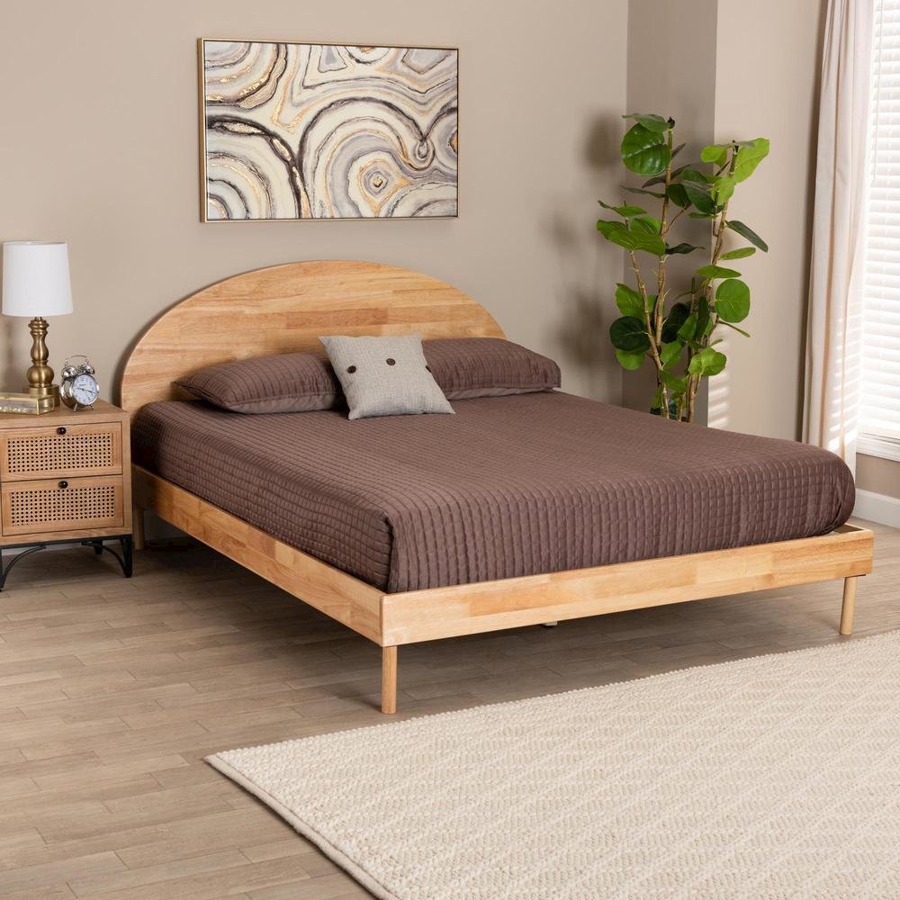 Baxton Studio Denton Japandi Natural Brown Finished Wood Queen Size Platform Bed. Picture 16