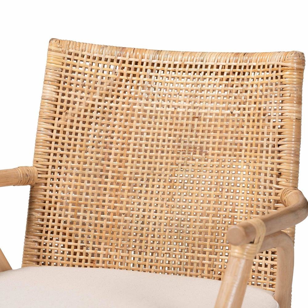 Bohemian Natural Brown Finished Teak Wood and Rattan 2-Piece Dining Chair Set. Picture 15