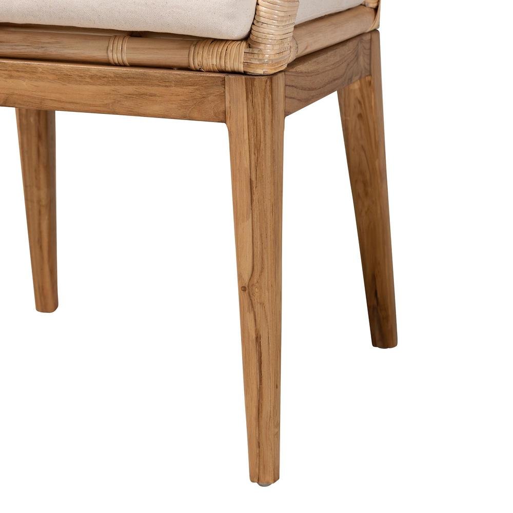 Bohemian Natural Brown Finished Teak Wood and Rattan 2-Piece Dining Chair Set. Picture 16
