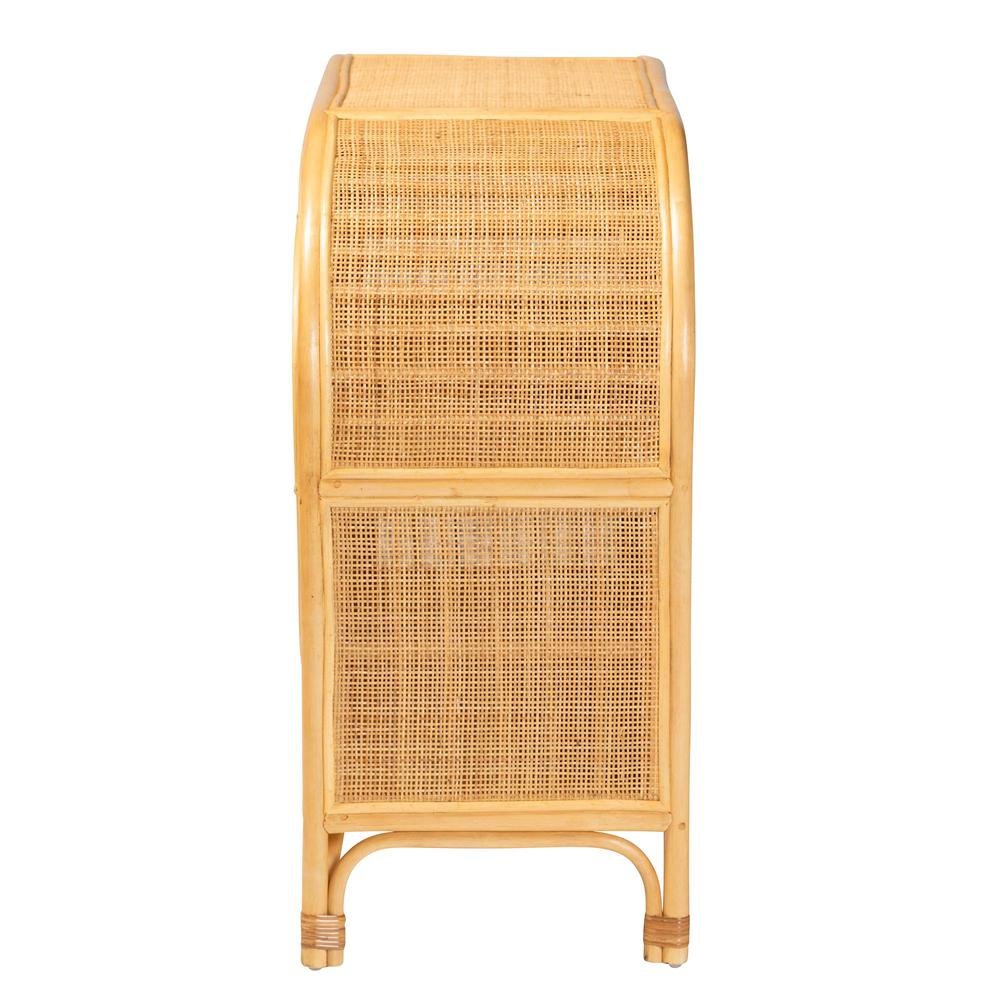 bali & pari Ovalet Modern Bohemian Natural Brown Rattan 2-Door Sideboard. Picture 14