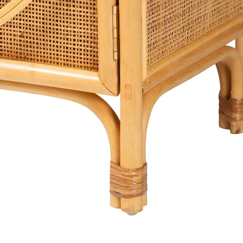bali & pari Ovalet Modern Bohemian Natural Brown Rattan 2-Door Sideboard. Picture 16