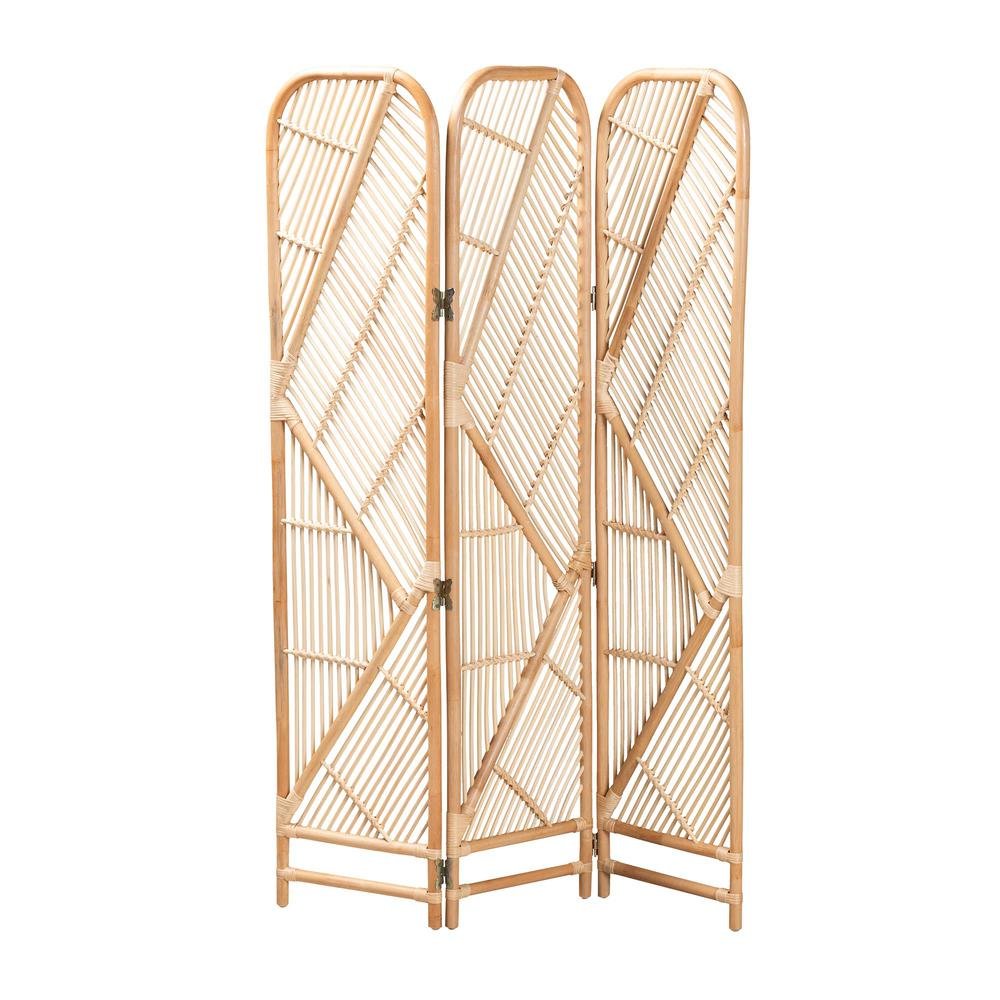 bali & pari Firenze Modern Bohemian Natural Brown Rattan Room Divider. Picture 6