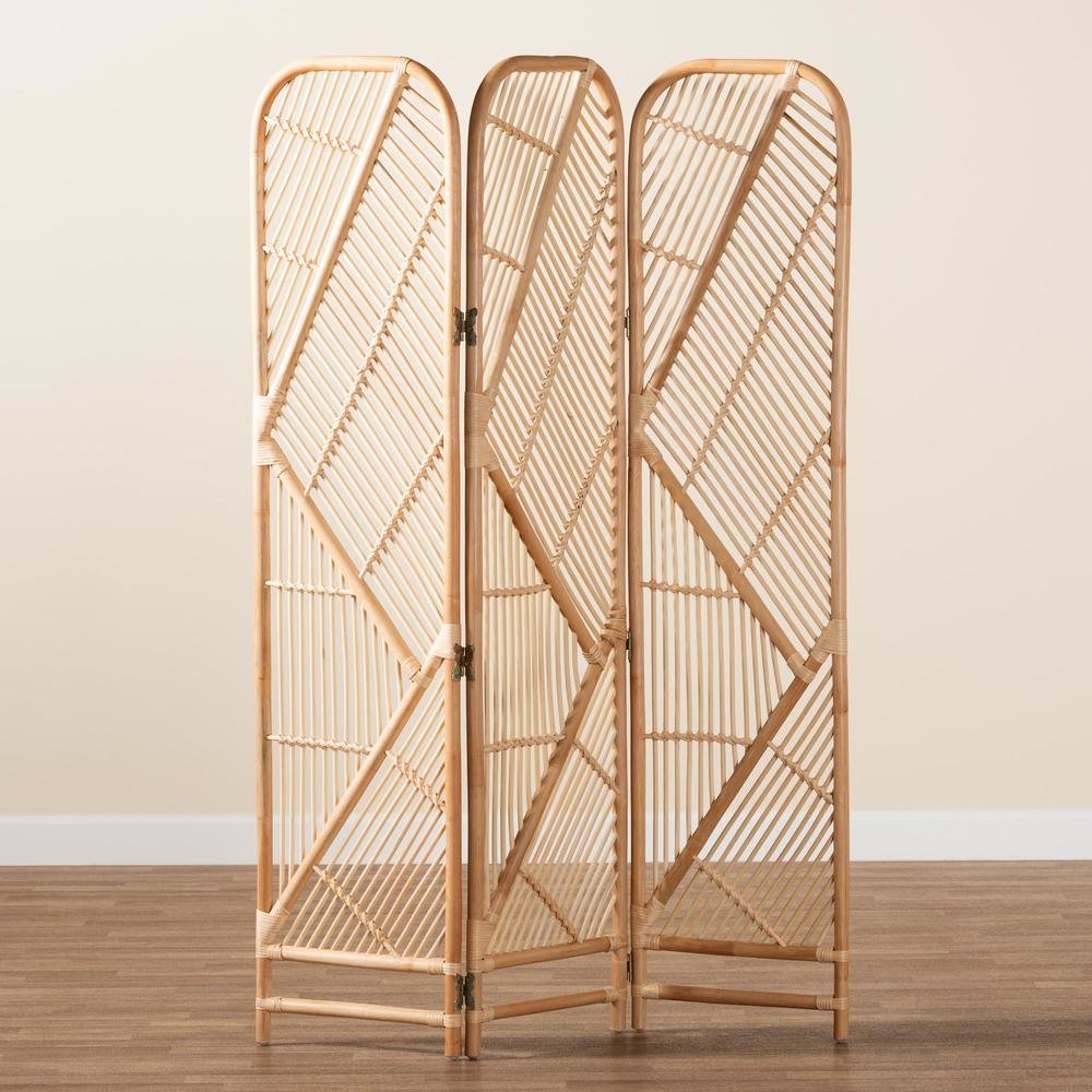 bali & pari Firenze Modern Bohemian Natural Brown Rattan Room Divider. Picture 9