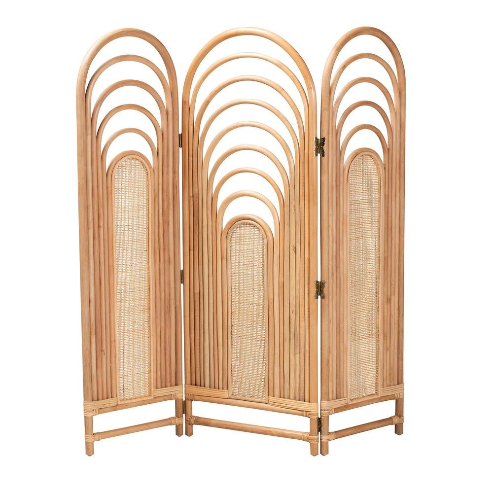 bali & pari Golda Modern Bohemian Natural Brown Rattan Room Divider. Picture 6