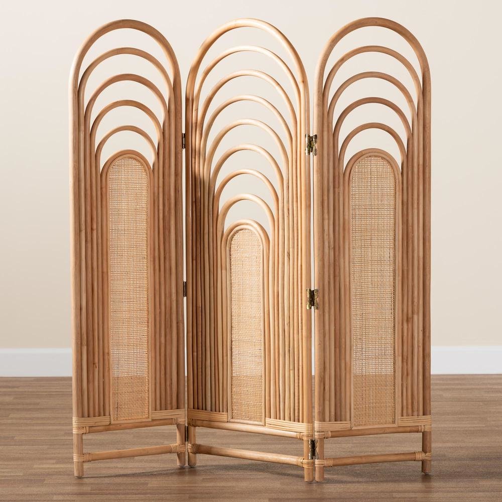 bali & pari Golda Modern Bohemian Natural Brown Rattan Room Divider. Picture 9