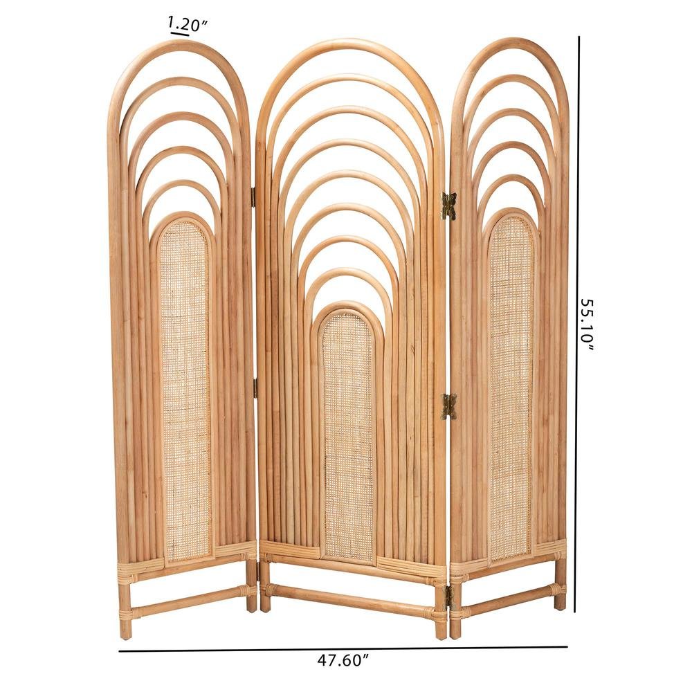 bali & pari Golda Modern Bohemian Natural Brown Rattan Room Divider. Picture 10