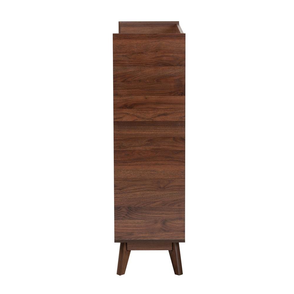 Baxton Studio Delaire Mid-Century Modern Walnut Brown Finished Wood Shoe Cabinet. Picture 15