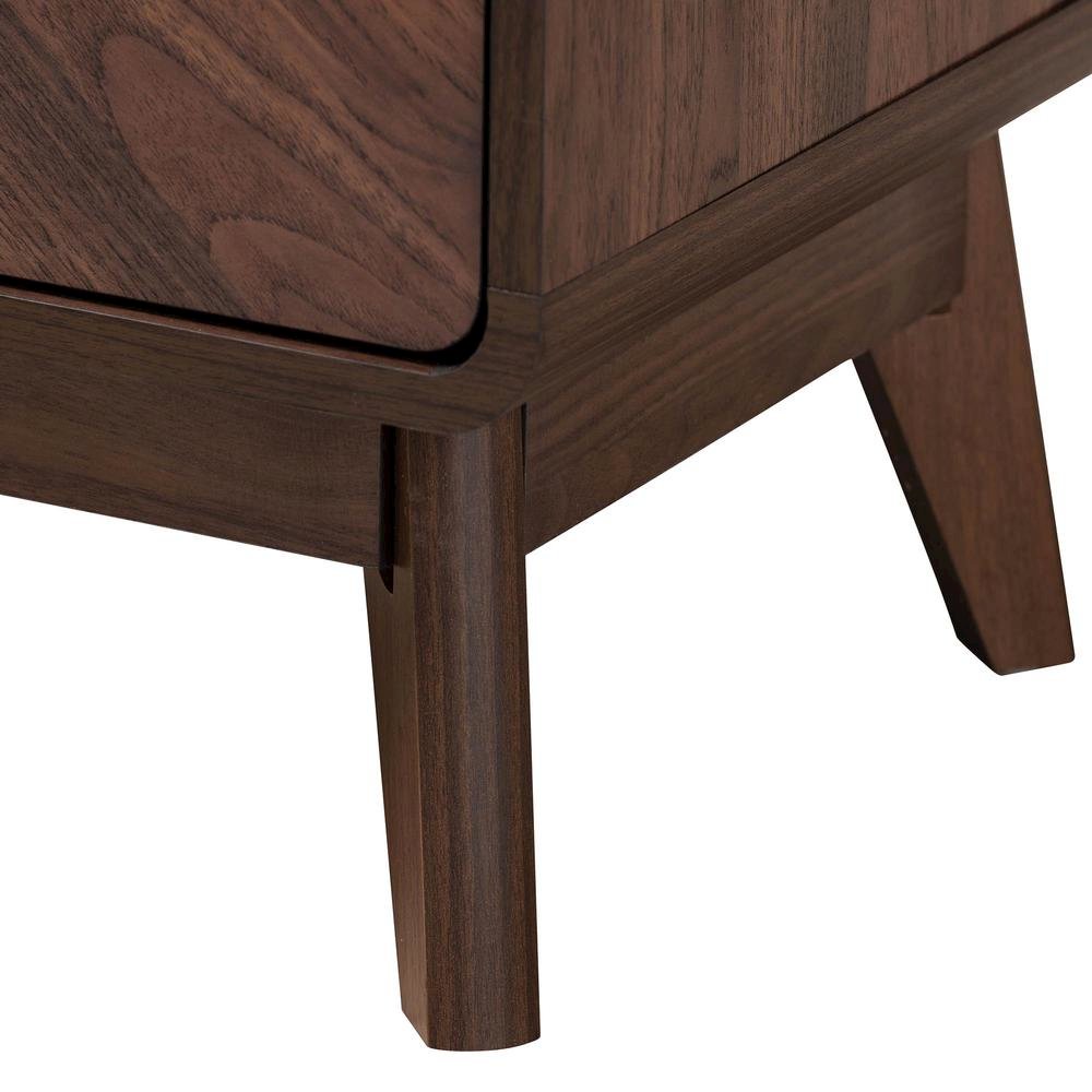 Markell Mid-Century Transitional Walnut Brown Finished Wood 2-Drawer Nightstand. Picture 16