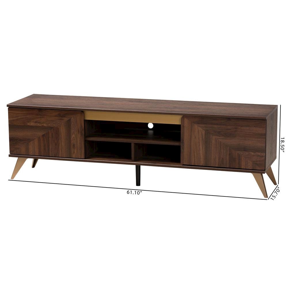 Transitional Walnut Brown Finished Wood 2-Door TV Stand. Picture 20