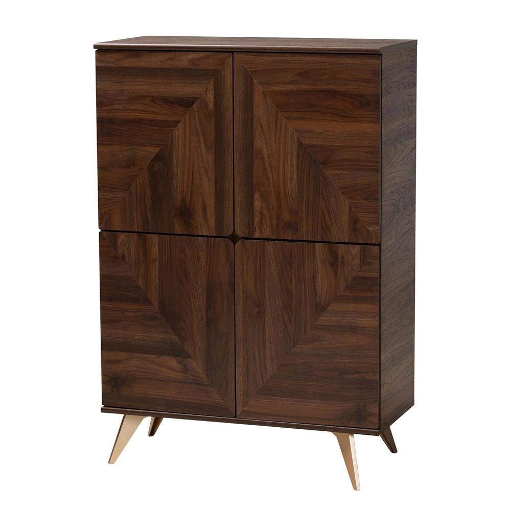 Transitional Walnut Brown Finished Wood Shoe Cabinet. Picture 12